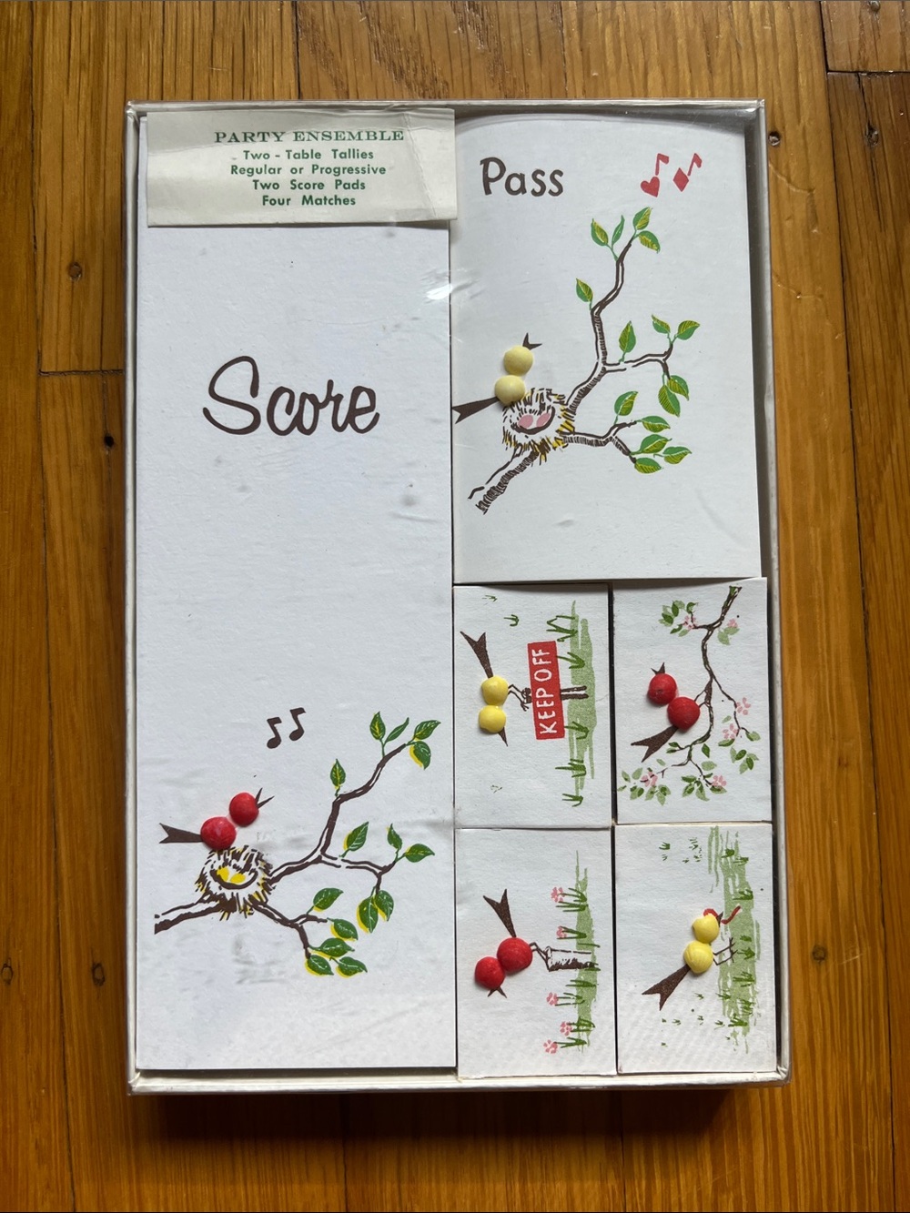 Vintage BRIDGE Party Ensemble Score Pads (2), Matches (4) & Table Tallies (8)